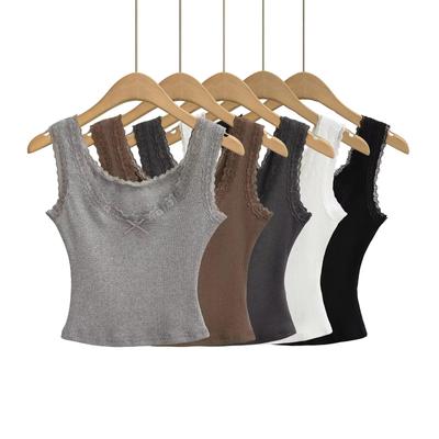 2024 Summer Lace Trim Bow Sleeveless Slim Fit Camisole for Women