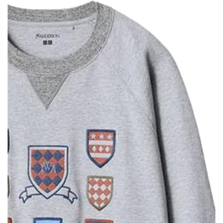 Uniqlo Jw Anderson Collaboration Fw23 Round Neck Drop Shoulder Long Sleeve Pullover Sweatshirt Men sweatshirt Gray 462934-03