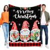 Merry Christmas Gnome Blanket Cozy Fleece Throw Soft Bed Sofa Cover for Holiday Decor, Perfect Gift for Family and Friends To Ce