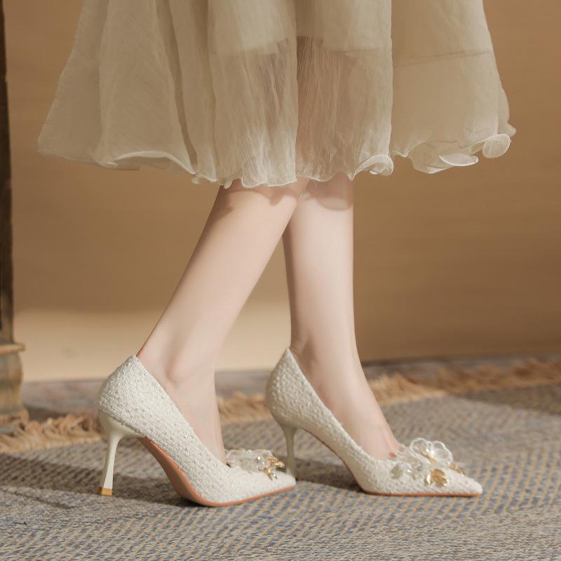 

B модное сексуальное свадебное платье универсальные женские туфли на высоком каблуке, новые женские туфли-стилеты с острым носком 39