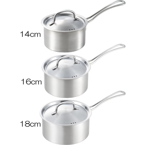 Yoshikawa Gougi Saucepan, 18cm, Stainless Steel, 2.3L (2300ml), Simple Design, Induction and Direct Heat Compatible, Made in Japan, Tsubame-Sanjo, YJ2