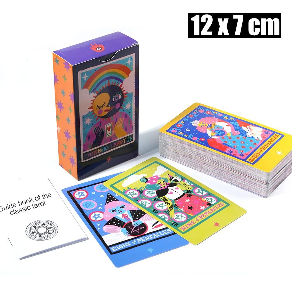 Embrace the Colors of the Rainbow with the Atesswy Vibrant Queer Tarot 80 Standard Tarot Cards Tarot Plus 2 X 12cm X Deck. (All Extras), Size 4.75"