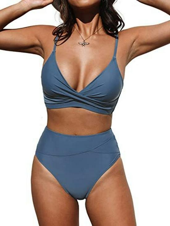 2023 Best-Selling Women's V-Neck High-Waisted Twist Bikini with Adjustable Straps