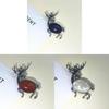 Animal Deer Embellished Metal Brooch Pin With Semi Precious Shell Inlay For Romantic Gift