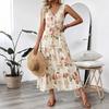 Independent station long dress summer new European and American women's clothing printed sleeveless dress
