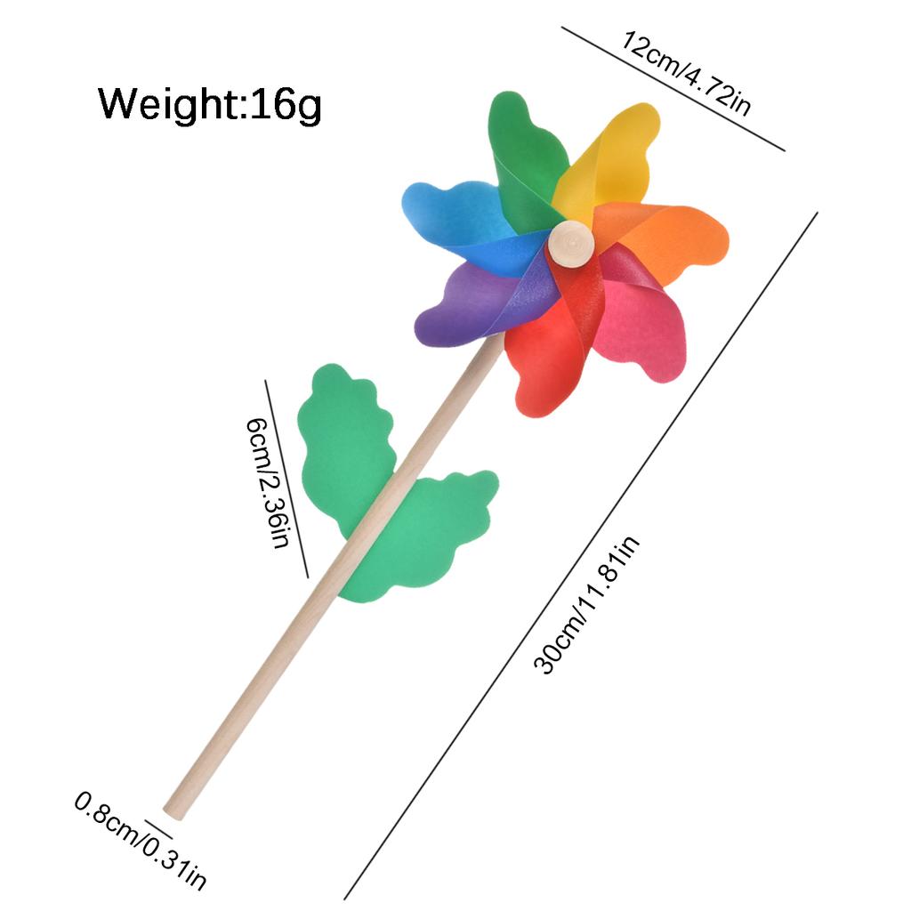 1pcs Windmill Plastic 12 Cm Windmill Garden Stake Wooden Handle Garden Lawn Yard Party Nursery Outdoor Decoration Photo Props