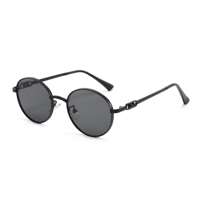 

2025 Vintage Oval Sunglasses Men Women Brand Designer UV400 Driving Travel Eyewear Sun Shades Metal Frame черный серый