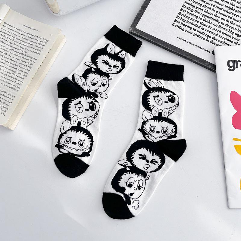 Μοντέρνες Γυναικείες Κάλτσες από Βαμβάκι με Ιαπωνικό Άνιμε Κινούμενα Σχέδια, Στυλ Μέχρι τη Μέση της Γάμπας και Πάνω από το Γόνατο