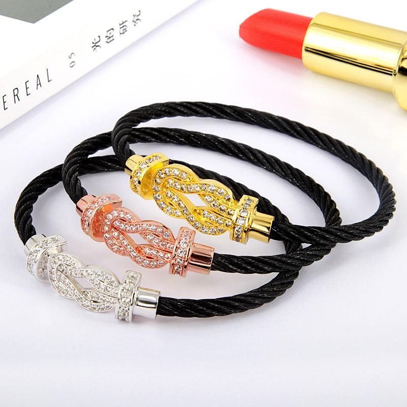 European and American trend bracelet, wire rope magnetic buckle brick bracelet, cross head micro-inlaid bracelet 2026