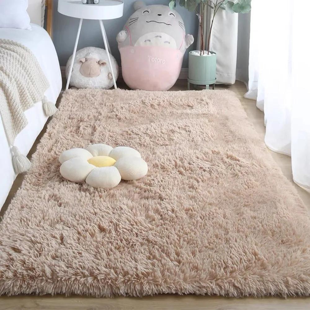 Beige Fluffy Shaggy Rug Ultra Soft Plush Non-Slip Washable Carpet for Bedroom, Living Room, Cozy Home Decor