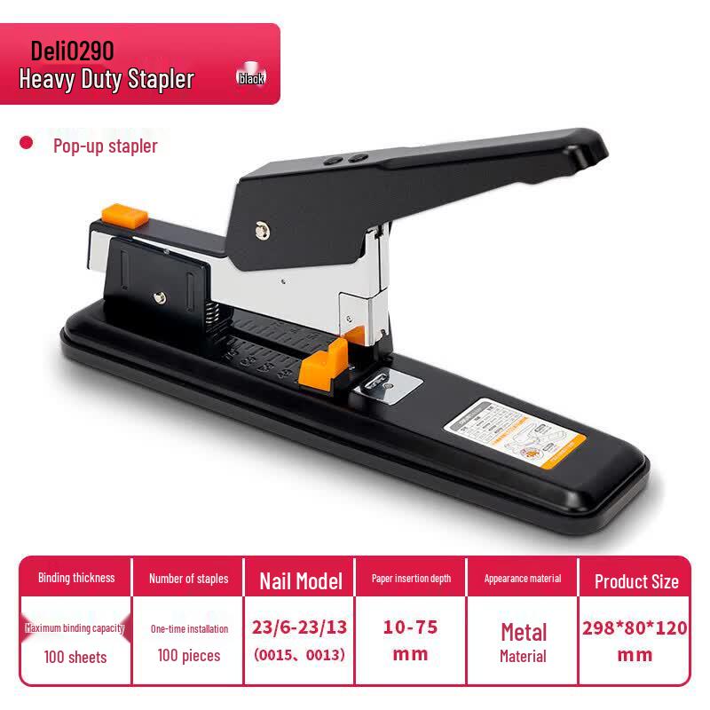 Deli 100-Sheet Heavy-Duty Stapler