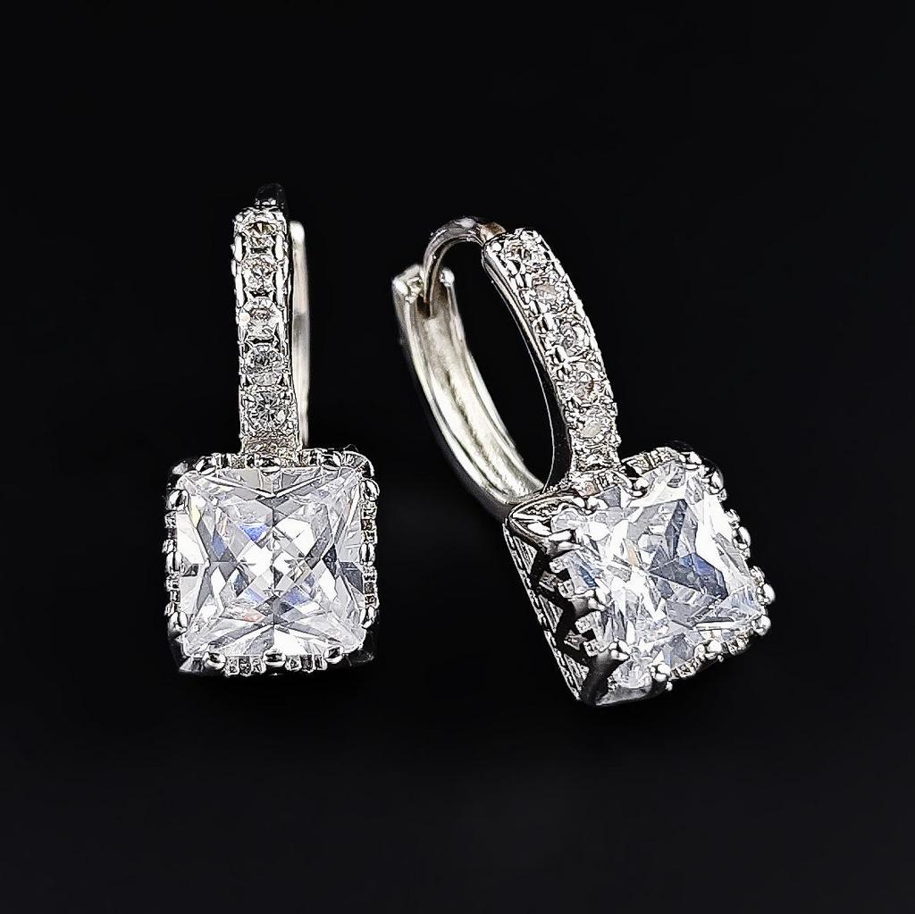 Sweet Zircon Stone Hoop Earrings – Korean Style