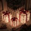 3 Stück Weihnachtsgeschenkboxen mit Beleuchtung und Schleife LED Leuchtende Geschenkboxen für Innen- und Außenbereich Zuhause Veranda Weihnachtsbaum Partydeko