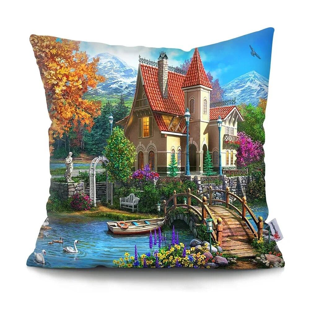 Neverland Ranch Rustic Landscape Pillowcase Polyester Print Sofa Chair Bed Cushion Cover Room Home Decor Embrace Pillowcase