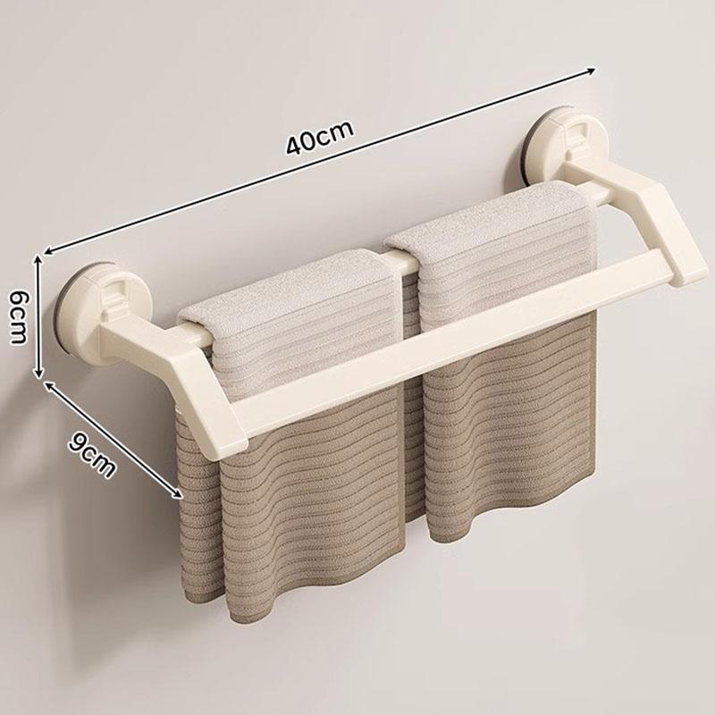 Bathroom Accessories Space Aluminum Suction Towel Rack Wall-mounted Perforation-free Storage Rack Double Pole