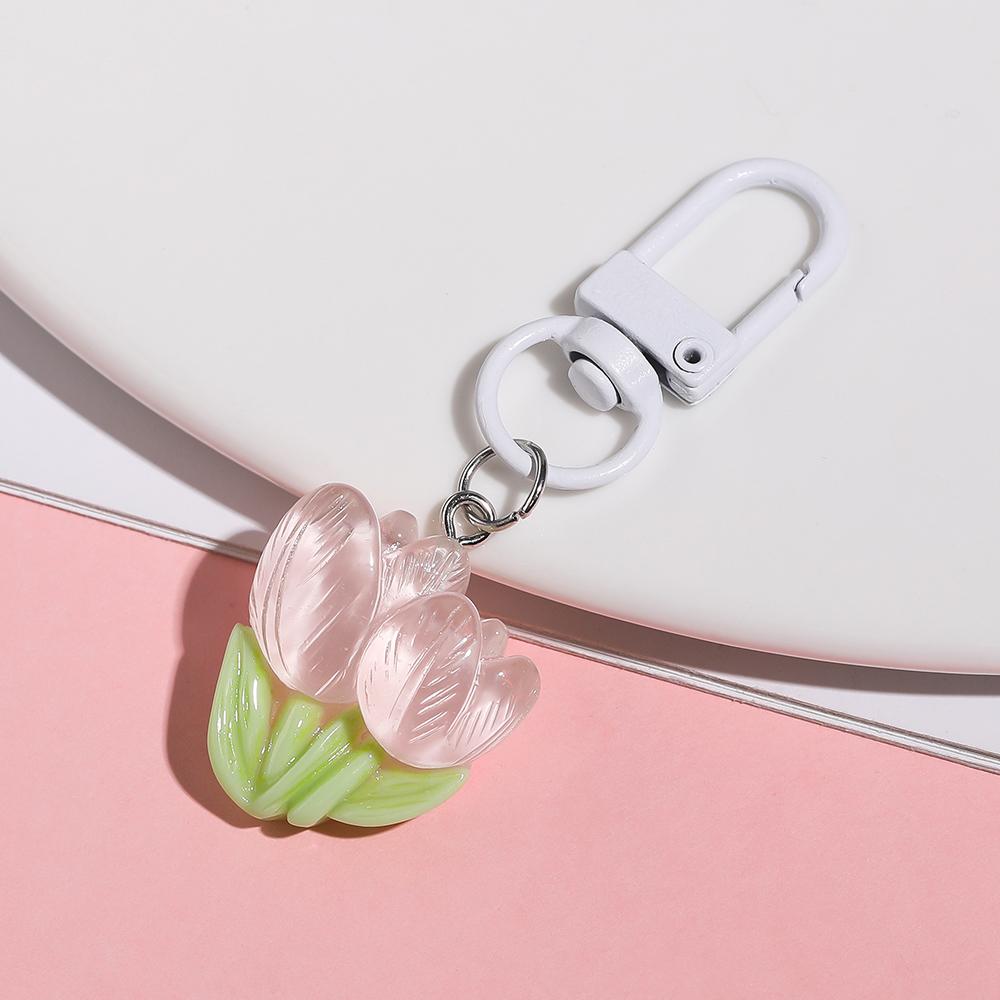 

1pc Colorful Resin Tulip And Sunflower Keychain Pendant Cute Girl Heart Earphone Bag Decorations Keyring Jewelry Accessories