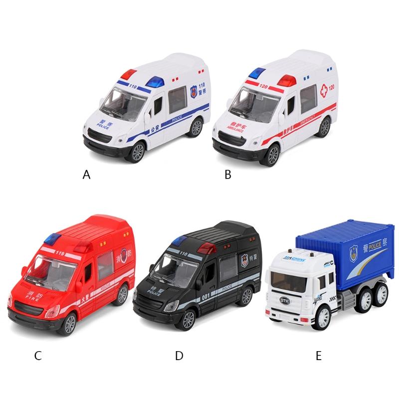 Miniature Educational Inertia Car Fire Truck Ambulance Vehicle Toy Realistic Friction Car Pull Back Vehicle