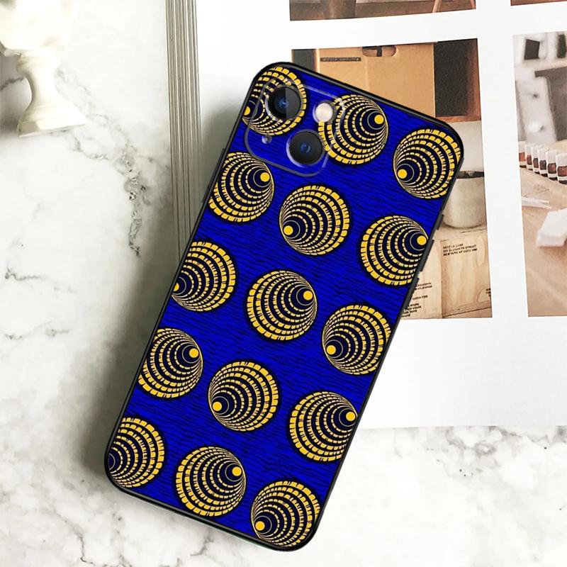 African Wax Print Design Phone Case For iPhone 17 16 15 14 12 11 13 Pro Max Plus 12 13 Mini 16e 17 Air Cover Coque