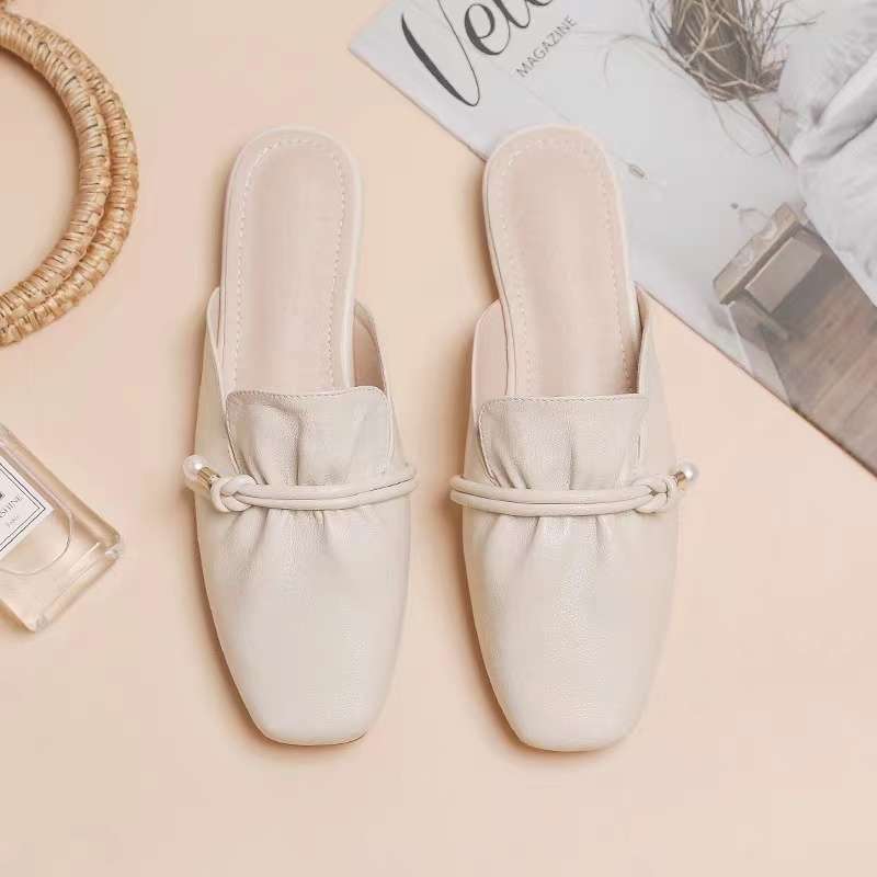 Summer out bag head slippers women's 2025 lightweight soft sole heel-less lazy shoes home single shoes
