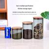 ZISIZ Acacia Wood Lid Transparent Black Glass Storage Jar