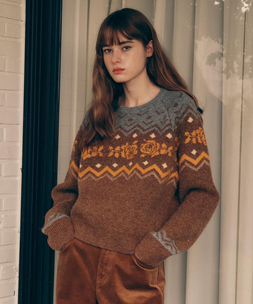 ROLAROLA Nordic Knit Pullover Brown