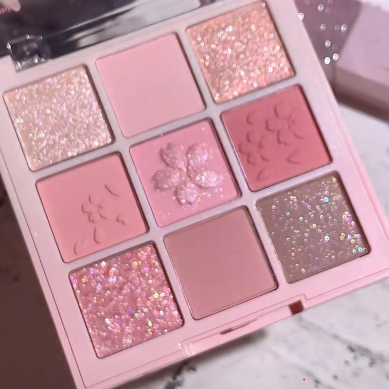 KAPEL Lucky Cherry Blossom Nine-Color Eyeshadow & Blush Palette - Spring Limited Edition Pink
