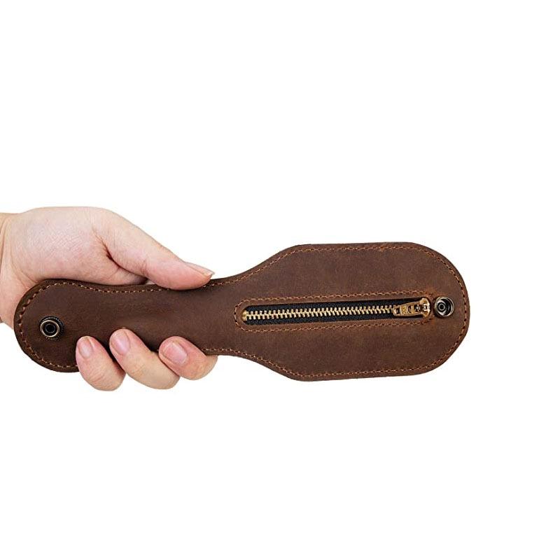 In Stock Women's Self-Defense Leather Paddle Coin Bag - Outdoor Portable Anti-Wolf Tool