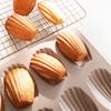 12 Cavity Madeleine Pan Mold Carbon Steel Non Stick Cake Pan Oval Shell Madeline Heavy Duty Cookie Bakeware for Oven Baking