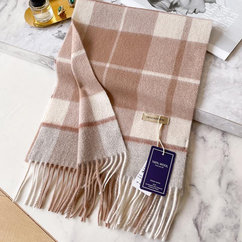 Cashmere scarf women's winter water ripple plaid thickened warm couple scarf for boyfriend