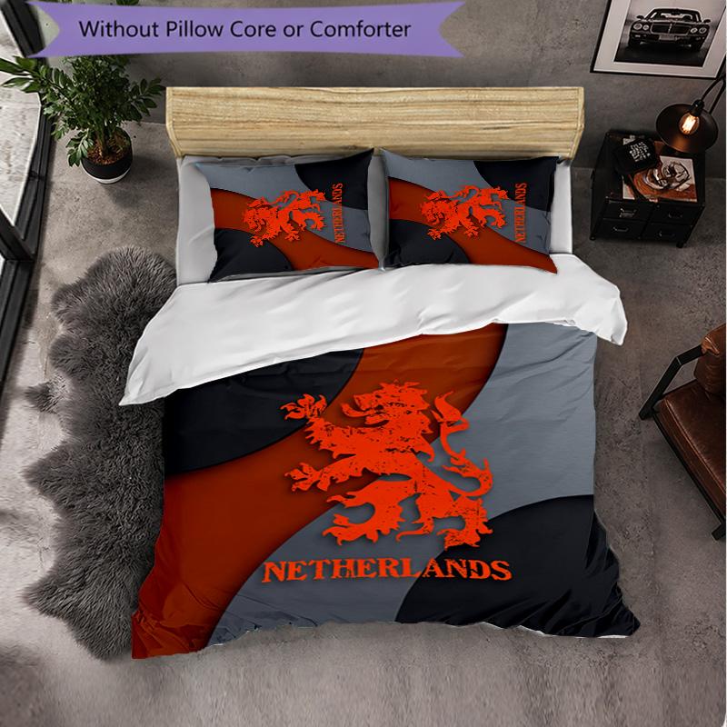 Set Biancheria da Letto 3 Pezzi con Motivo Calcio Olandese Morbida Copripiumino in Microfibra con Federe per Camera da Letto