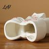 French Style Bow Vase Ceramic with Star Decorative Flowers Vase Creative Flower Chic Room Decor Gifts Arrangement Holder for Living Table