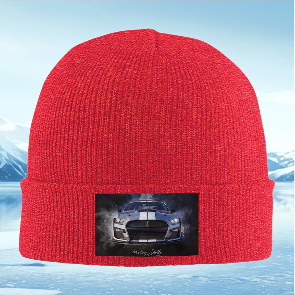 Shelby Mustang Sportwagen Design Herren Damen Unisex Strickmütze Beanie Pullovermütze Winter Thermisch Warm Weihnachten Outdoor Radfahren