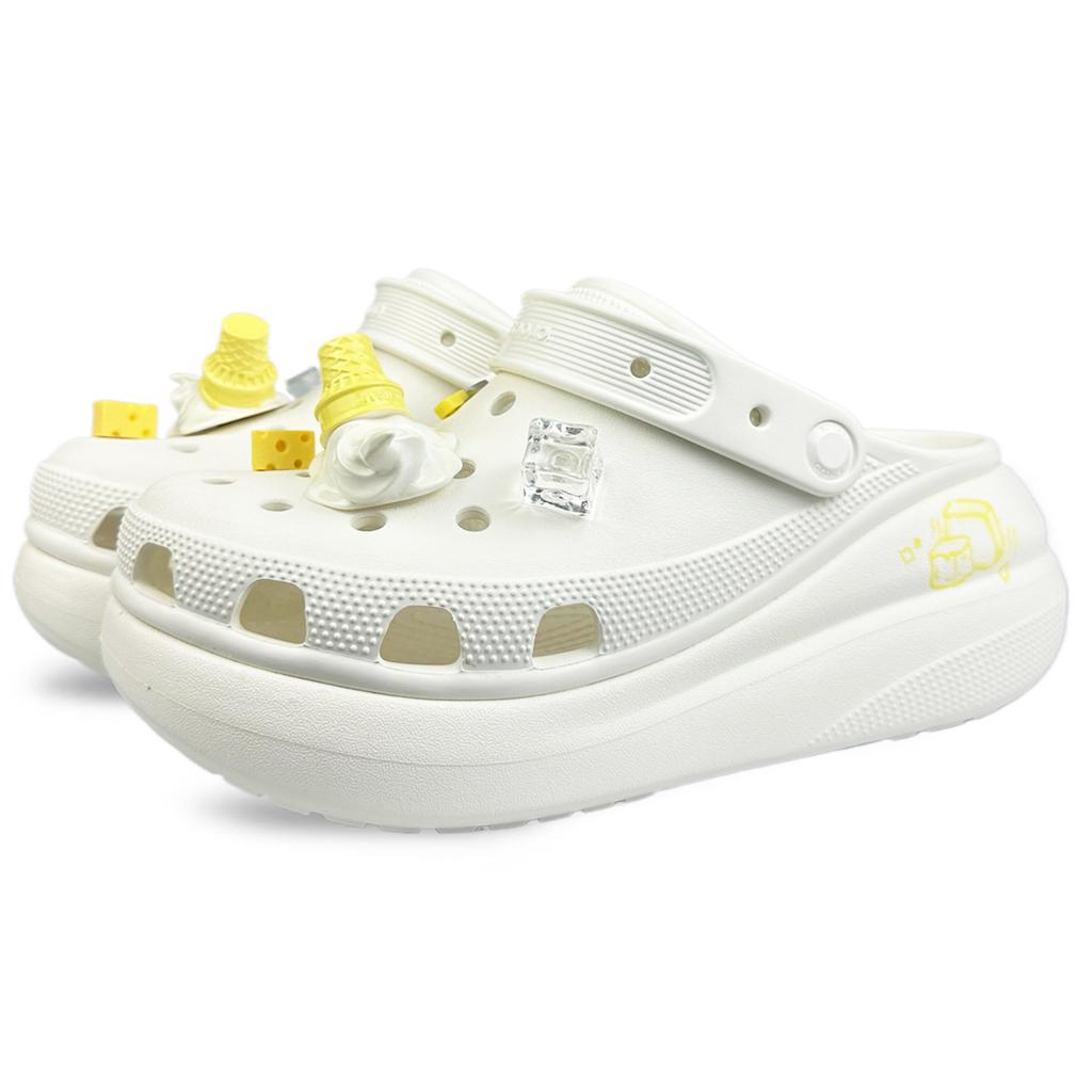 Crocs Crush Clog EVA BNK Cheese Ice Cream Simple and Comfortable Hole Shoes Unisex White Gift Box Model
