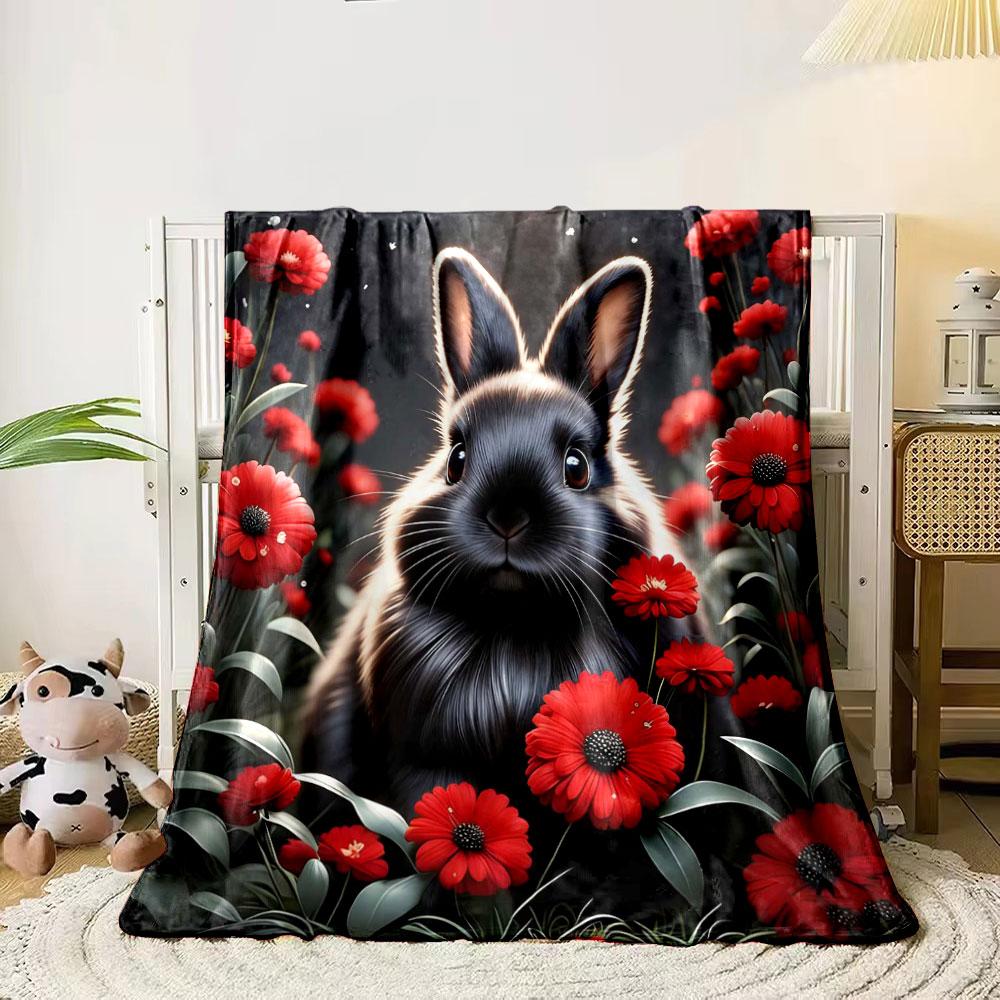 

6 Styles Animals in Red Flowers Printing Blankets Adult Children Warm Blankets Home Travel Soft Comfortable Blankets 75x90cm