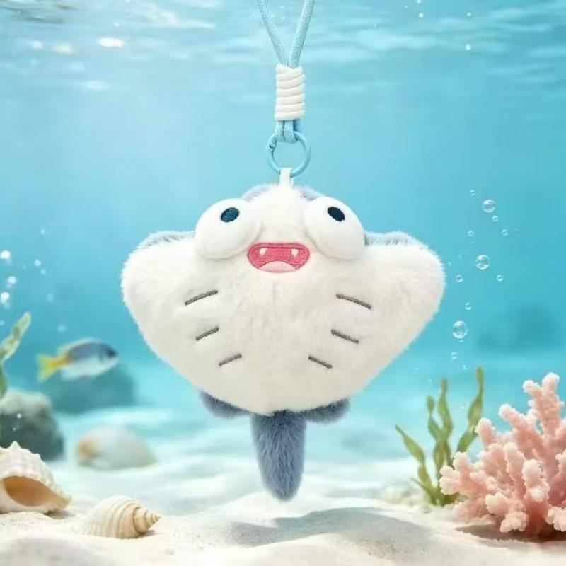 Adorable Marine Animal Plush Keychain: Crab, Lobster, Jellyfish, Shark Bag Charm Souvenir