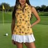 Women Golf Sleeveless Zip Polo Shirt with Collar Polka Dot Print Athletic Tank Top for Sports and Outdoor Activities