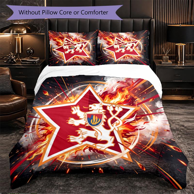 Czech Republi Football Pattern 3 Pieces Bedding Set Soft Microfiber Duvet Cover with Pillow Cases for Bedroom