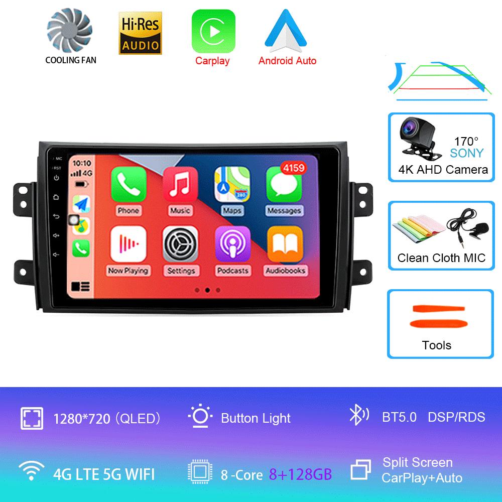 Car Radio Android 14 Carplay for Suzuki SX4 2006-2013 Fiat Sedici 2005-2014 Navigation Multimedia Video Player Audio 2din Stereo