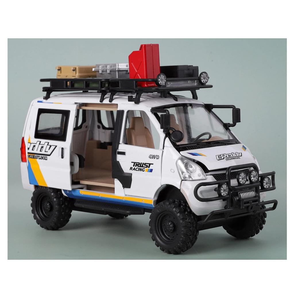 1/24 Alloy Die-cast Mitsubishi VAN Off-road Vehicle Model, Simulated Sound and Light, Children's Toy Car, Removable Accessories, Boys' Gift