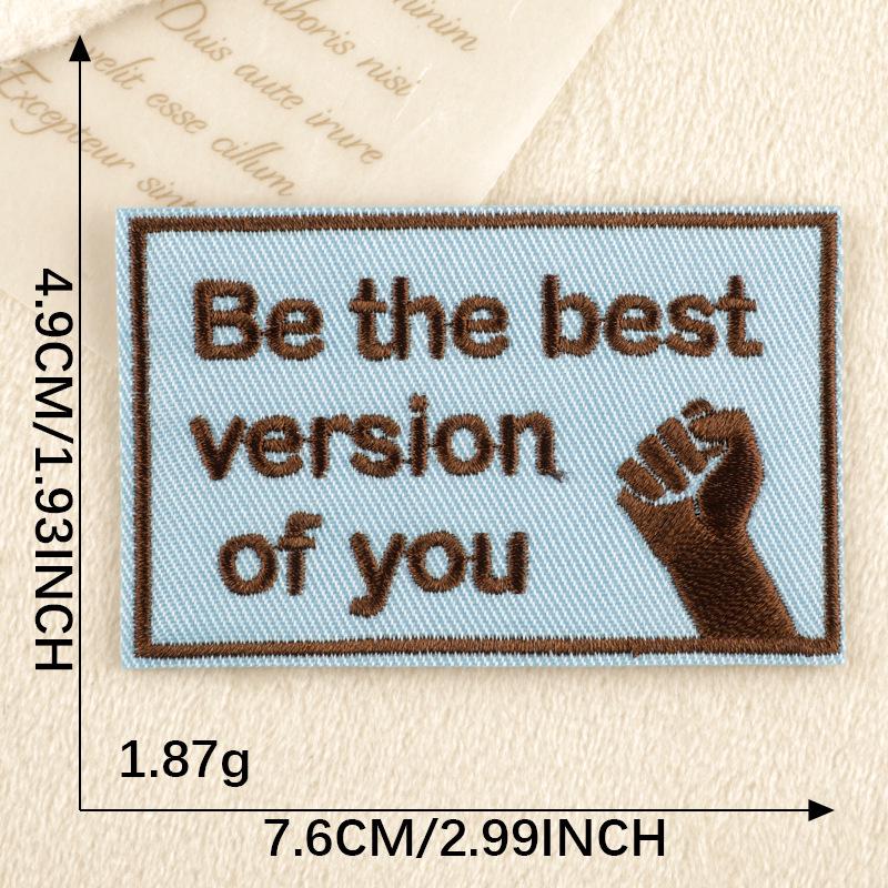 Doku Cartoon English Embroidery Patch Set: Computer Embroidery Labels, Bag Stickers, Clothing Accessories, and Cloth Stickers