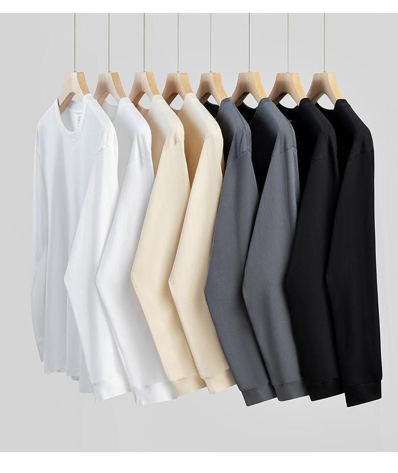 Taro Purple 500g Pure Cotton Long Sleeve Unisex T-Shirt, Round Neck, Loose Fit, Basic Layer for Spring and Autumn