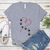 Dog Lover Harajuku Fashion Tops Heart Dog Paw Prints Tshirt Female Animal Heart Graphic Tshirts Ladies Casual Tops