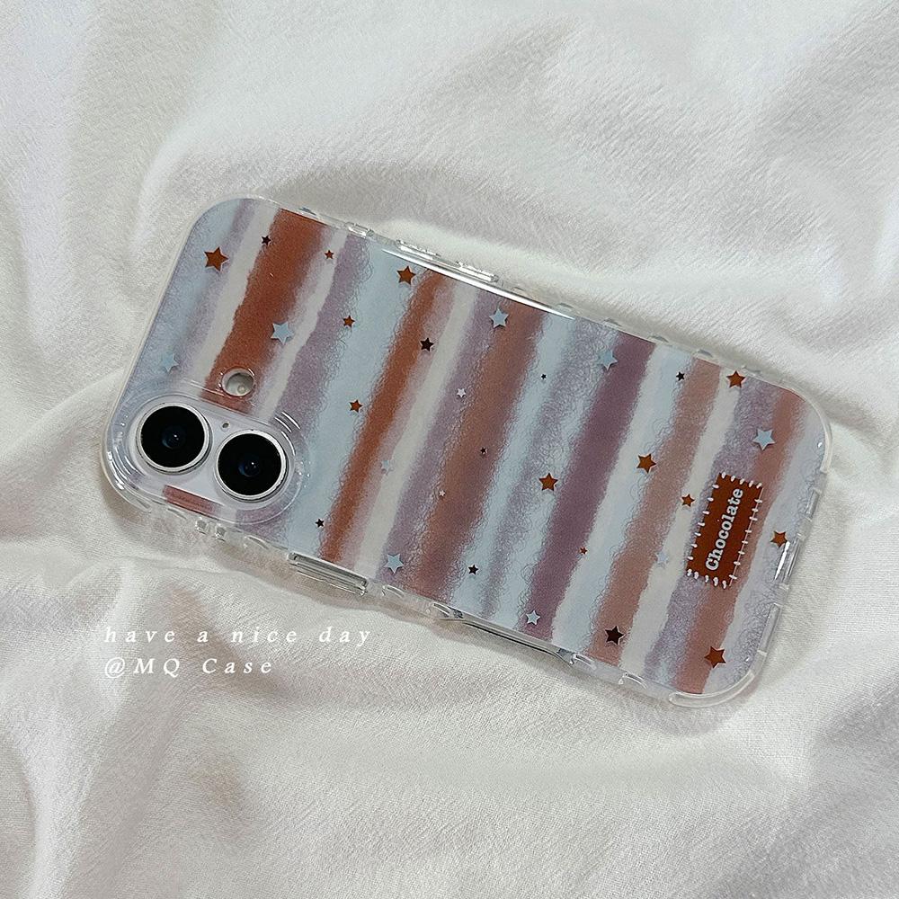 Minimally Striped Small Stars Chocolate Phone Case for Samsung Galaxy A37 A57 A17 A07 A52 A34 A33 A23 A14 A13 4G 5G Back Cover