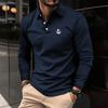 Men'S Golf Shirt Work Casual Lapel Long Sleeve Basic Modern Plain Button Spring & Fall Regular Fit Golf Shirt Men'S Clothing