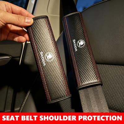 AAAAS1 For Car Seat Safety Belts Shoulder Cover Leather Soft Pad Rapid Octavia Derivative Enyaq-iV VisionS Yeti Scala