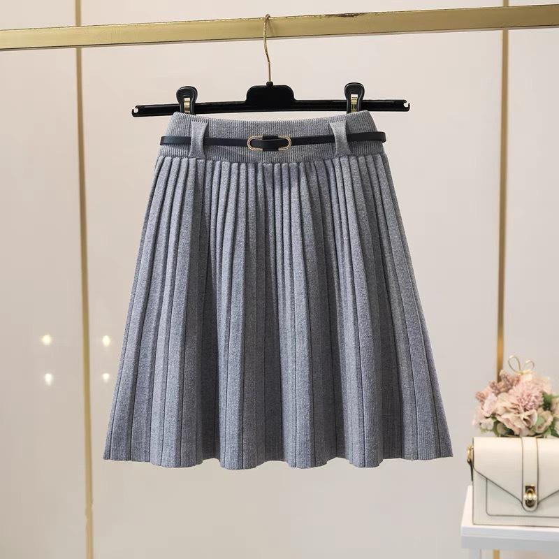 Autumn and Winter Women's Knitted Short Skirt with Elastic Belt Fashionable A-line Skirt Loose Short Skirt for Women