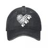 Vintage Heart Paw Print Baseball Cap New Vintage Washed Cotton Baseball Cap Parent Kids Sun Hats