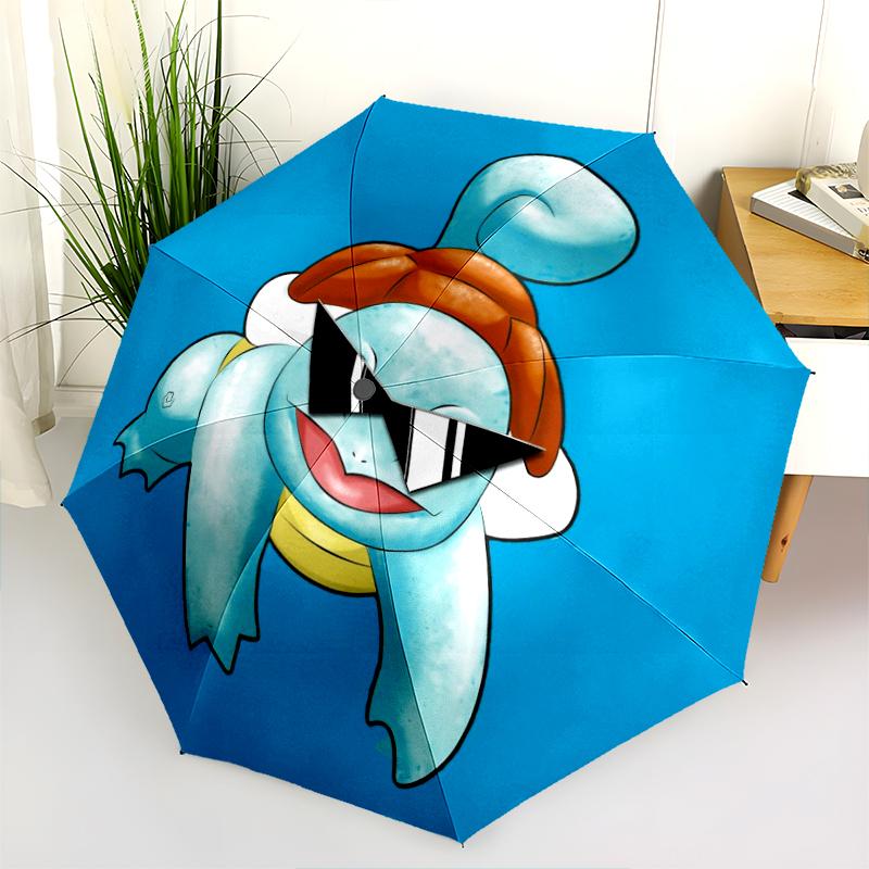 Cute Squirtle pattern, automatic folding umbrella, portable and foldable design, 8 ribs, a Christmas or birthday gift.