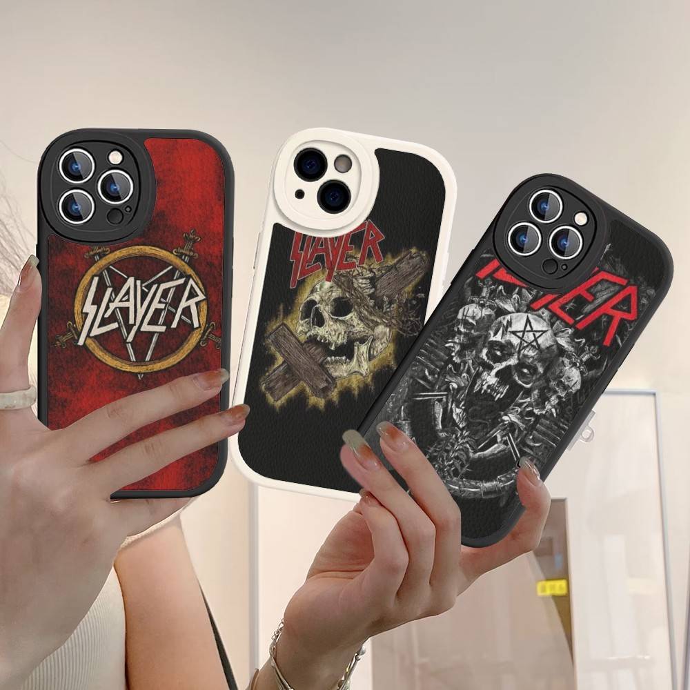 1pc Heavy Metal S-slayer Band Phone Case Hard Leather For IPhone 16 15 14 13 12 Mini 11 14 Pro Max Xs X Xr 7 8 Plus Fundas