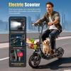 Monopattino Elettrico Pieghevole per Adulti con Cestino Portaoggetti, Motore 600W Batteria Rimovibile 36V, Ruota Pneumatica da 14'' Max 35KM/H E-Scooter da Pendolare